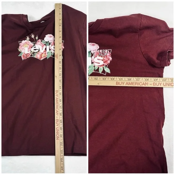 Levi’s Size L T-Shirt Bundle 3pc Floral Logo Cotton Tops   Cream Green Red Logo - Picture 6 of 7